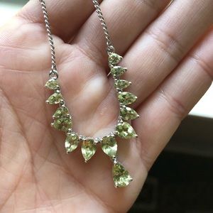 Green Peridot Sterling Silver Necklace